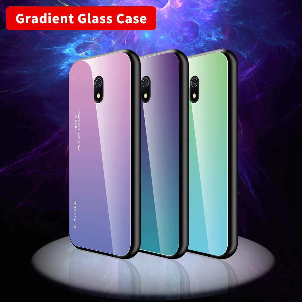 Градиентный чехол из закаленного стекла для телефона для Xiaomi Redmi 8A 8 7A 6A Капа Redmi 8 7 6 Redmi8 8A жесткий Стекло чехол на заднюю панель