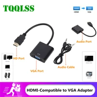 tqqlss hdmi to vga adapter cable male to female hdmi to vga converter with audio 1080p digital to analog video audio for tablet