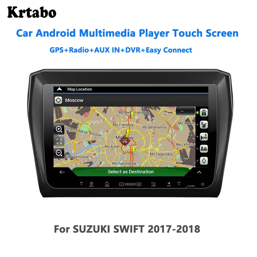 

Автомобильный радиоприемник Krtabo Android мультимедийный плеер 4G RAM для SUZUKI SWIFT 2017-2018 автомобильный сенсорный экран GPS Поддержка Carplay