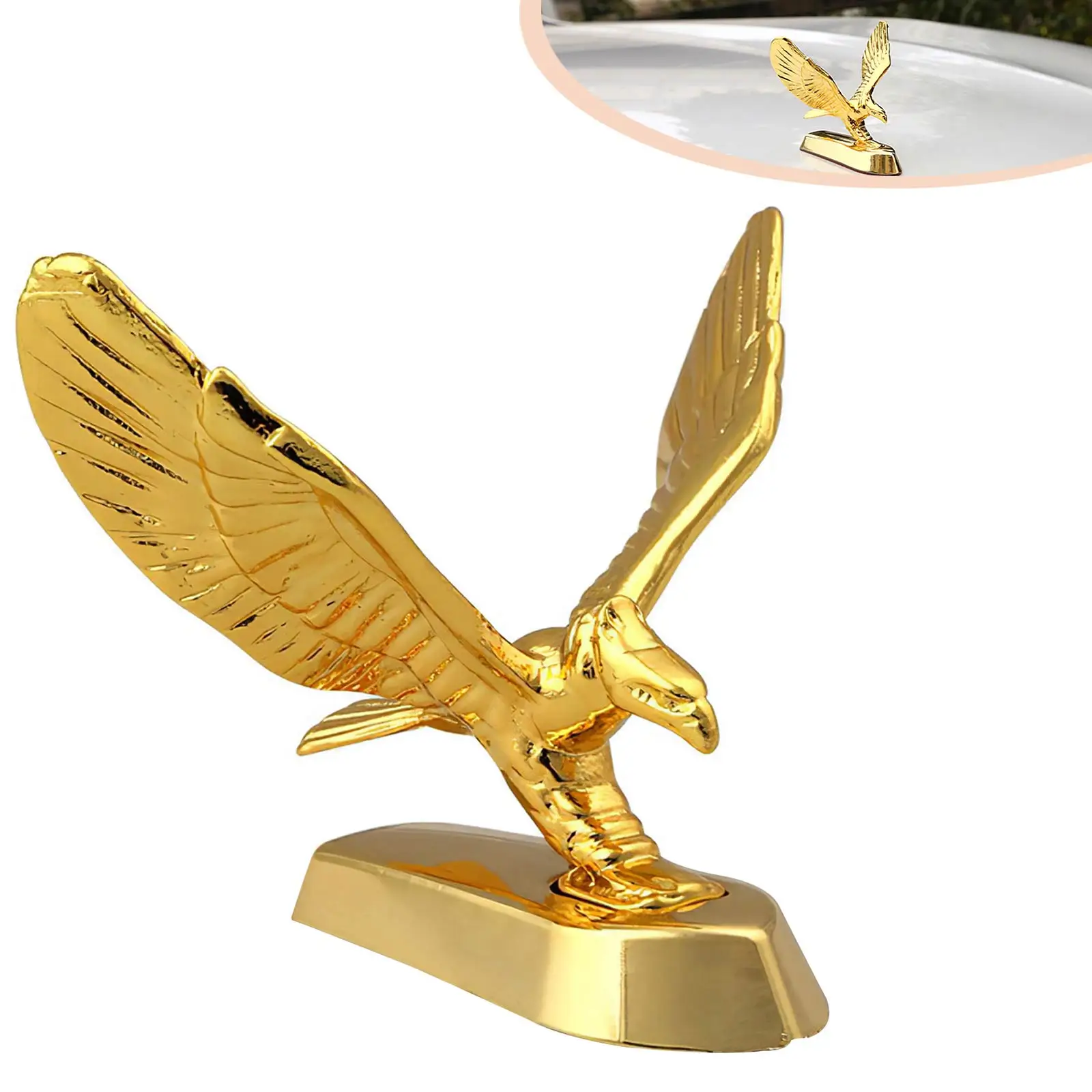 

3D Eagle Emblem Stainless Steel Car Decals Waterproof Self-adhesive Non-rusting Delicate Hood Eagle Stand Sticker for trucks