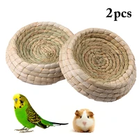 2pcs creative small pet bed mini bird nest straw artificial finch nest bird house for parrot hamster pet household supplies