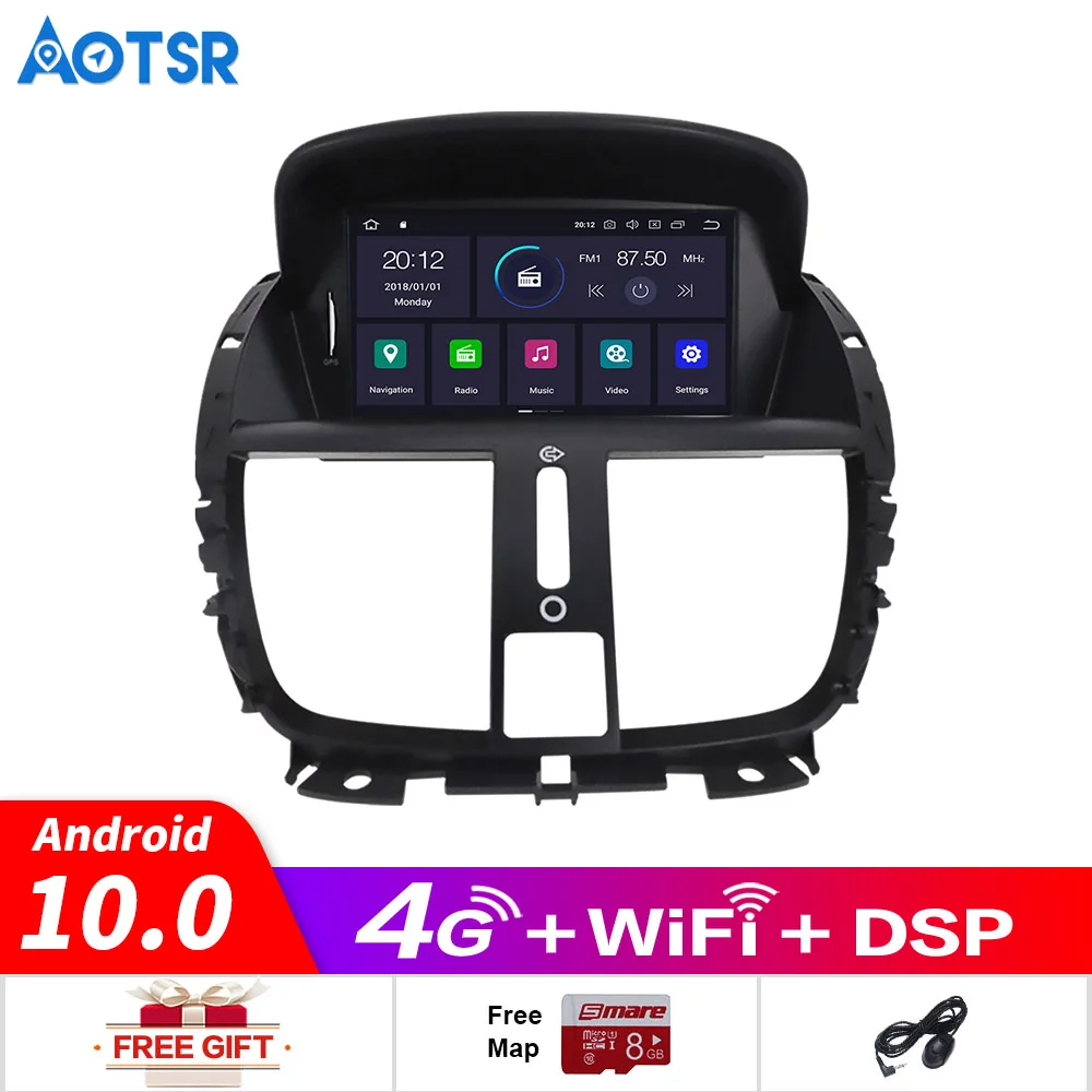 2 Din Android 10,0 автомобильный gps-навигатор dvd-плеер для peugeot 207 2008- Автомобильный блок радио мультимедиа ips экран карта ips