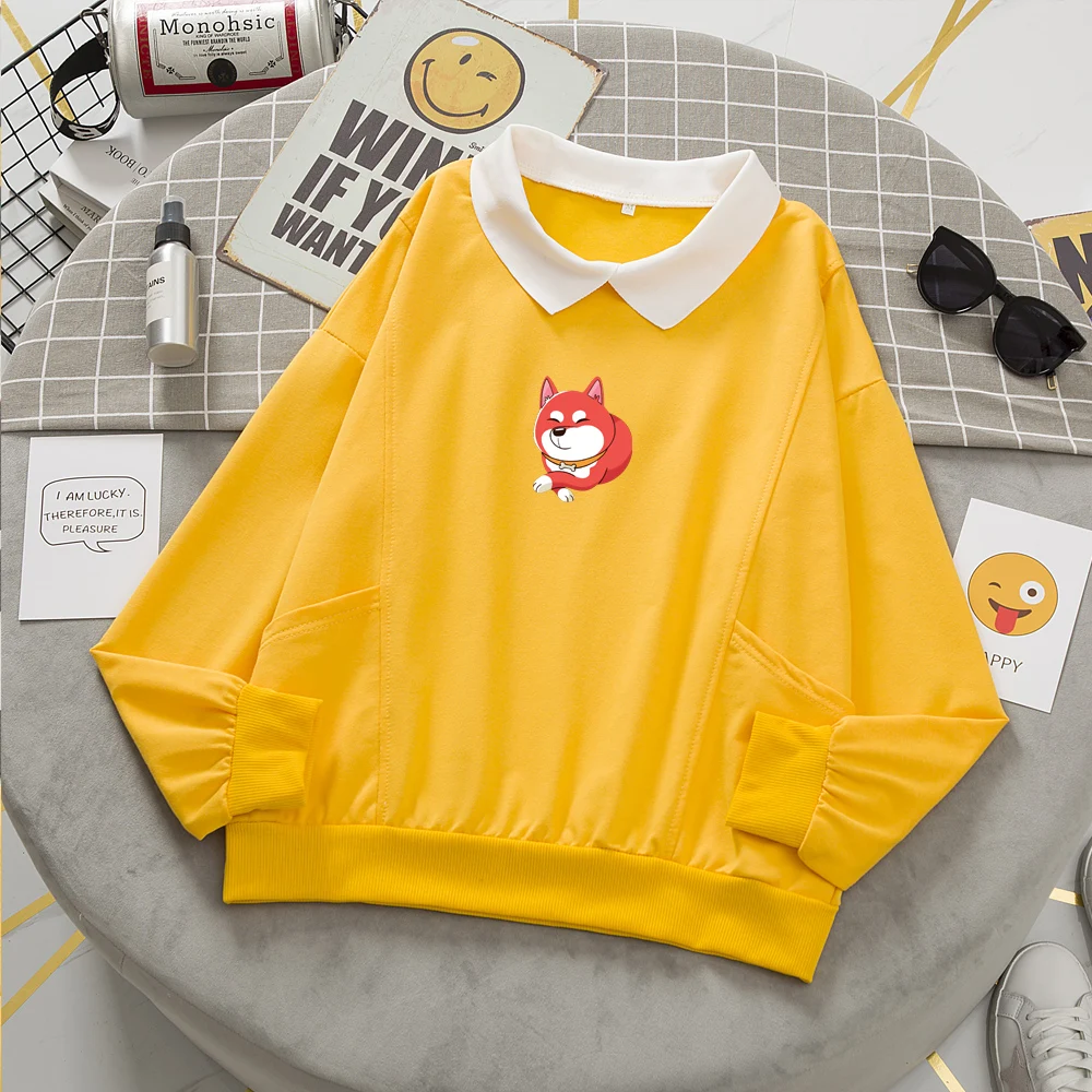Cute Dog Hoodies Plus Size Sweatshirt Women Soft Cotton Winter Hoodie with Pocket Kawaii Sweetshirt for Girls Long Sleeves Tops