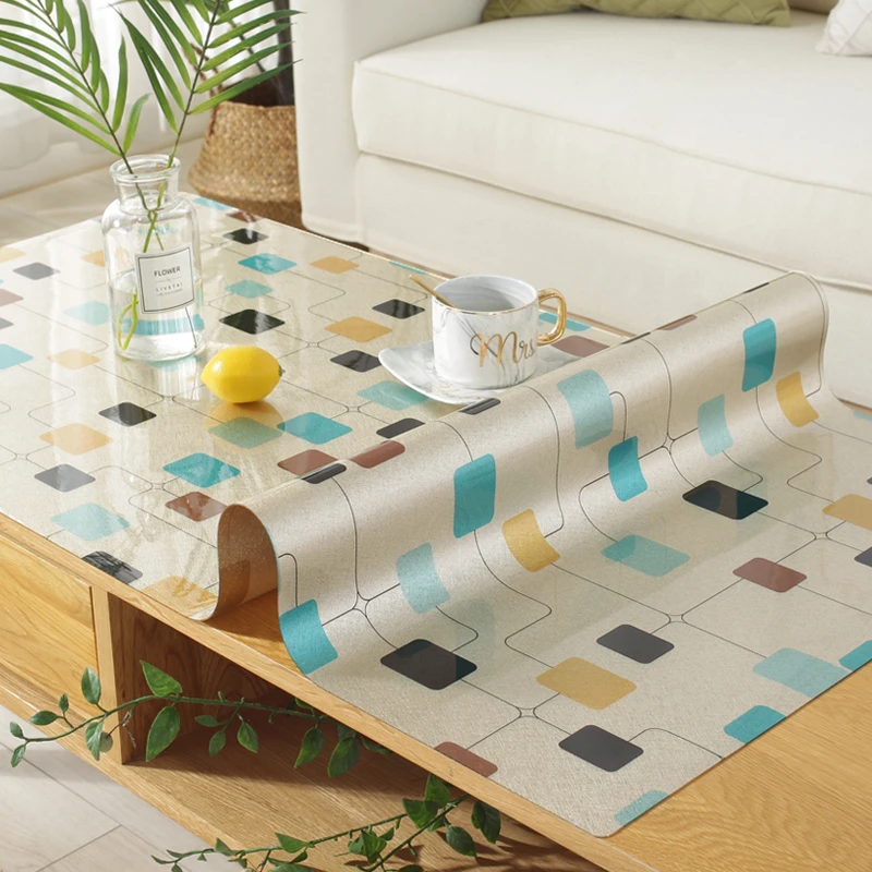 Скатерть из ПВХ непромокаемая маслостойкая Пыленепроницаемая мягкого