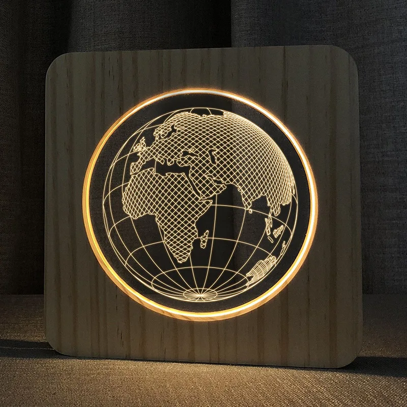 Acecorner 3D светодиодный космонавт Эйфелева башня акриловая деревянная USB Ночная