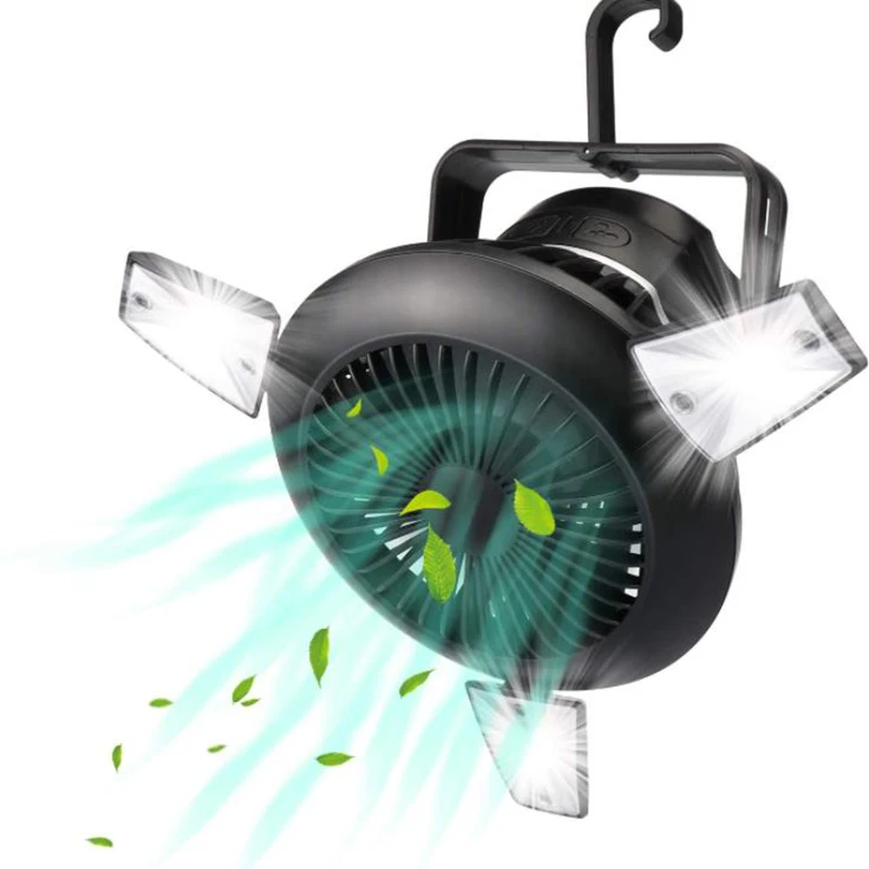 

Походный вентилятор на солнечной батарее, портативный светодиодный фонарь с зарядкой через USB, 4-скоростной регулируемый вентилятор для акт...