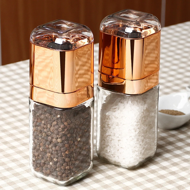 

Adjustable Coarseness Salt Pepper Grinder Seasoning Mills with Cover Glass Bottle Ceramic Burr Grinder Rotor Kitchen Accessories