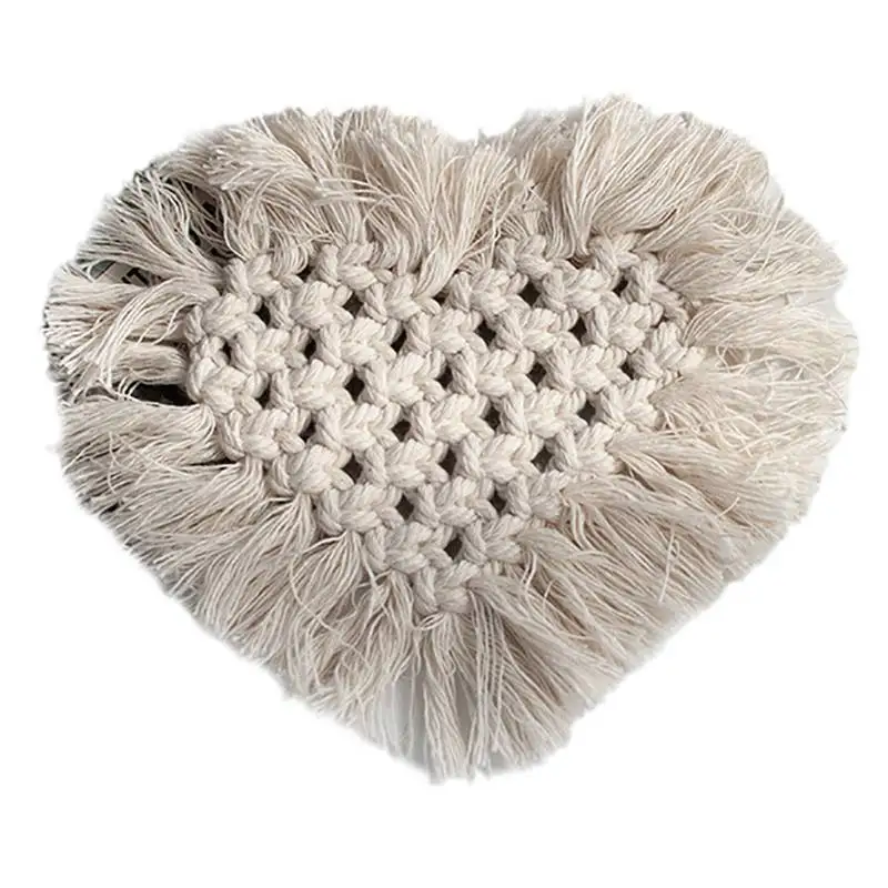 

Reliable pet supplies Ins Tassel Handmade Coaster Cotton Rope Insulation Pad Simple Photo Mat Coaster Placemat Photography Props