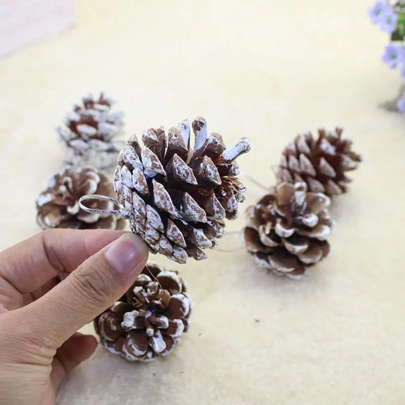 Натуральные деревянные подвесные Pinecone Рождественское украшение для вечеринки
