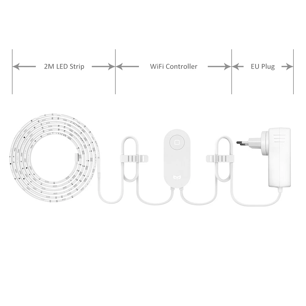 EU Plug Yeelight умный RGB свет Светодиодная лента 2 м окружающий свет Wi-Fi телефон приложение управление для Xiaomi домашняя Рождественская вечеринка комната клуб Бар паба dec - Испускаемый цвет: EU Plug