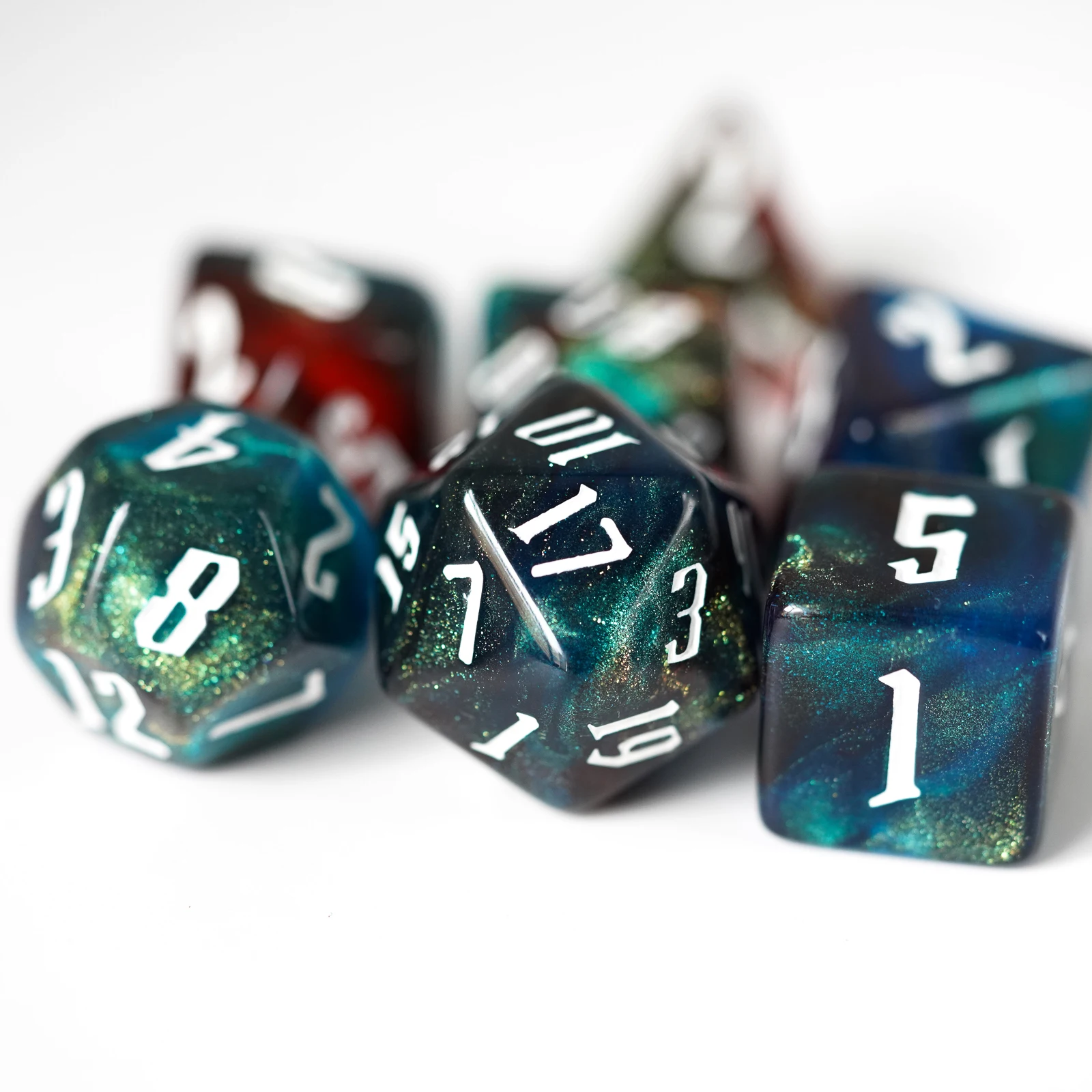 7 шт./компл. красно синий серый блестящий набор игральных костей DND D4 D6 D8 D10 D % D12 D20