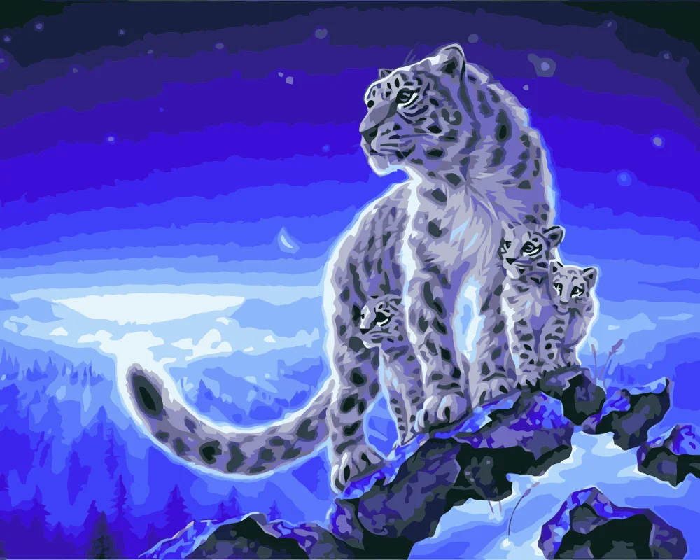 Лунный свет леопард животное сделай сам рисование живопись по номерам размер Lage