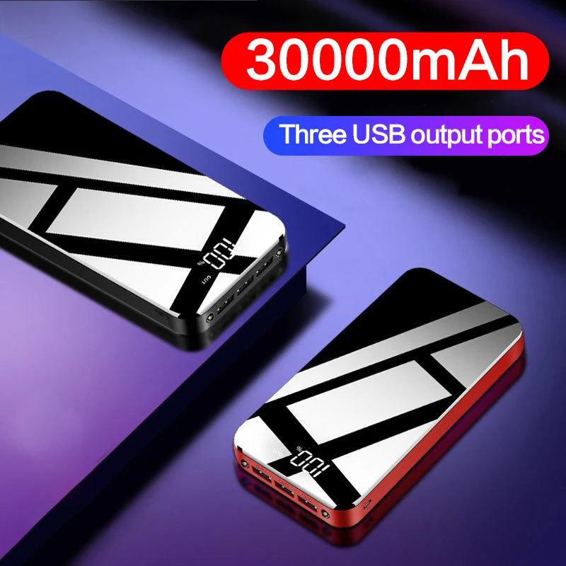 30000 мАч Power Bank портативный Быстрый портативное зарядное устройство с 3 портами