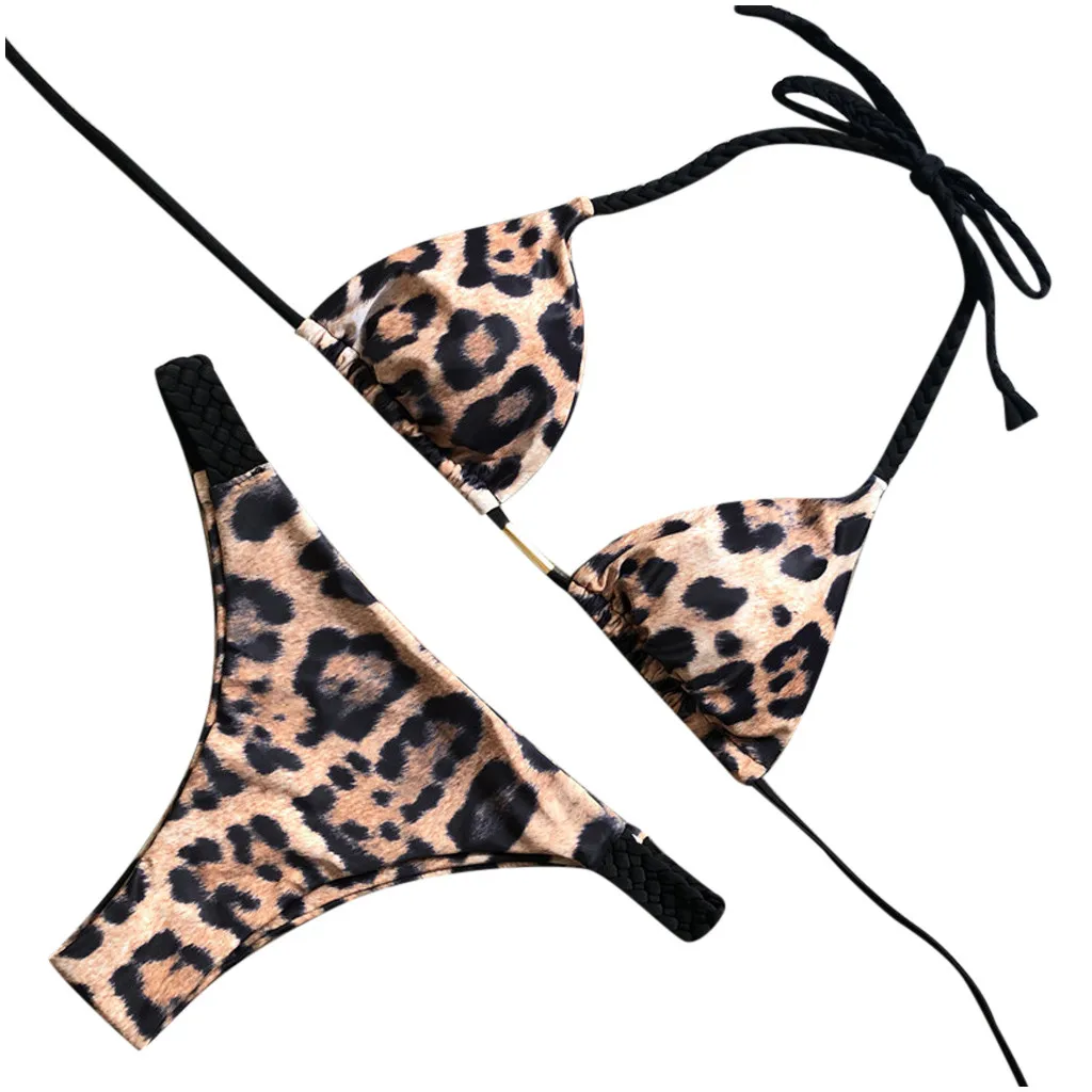 

Summer Women Print Sexy Bandage Brazilian Swimming Bikini Sets Beach Two Piece Push-up Swimwear Ladies Swimsuit 2021 Beachwear