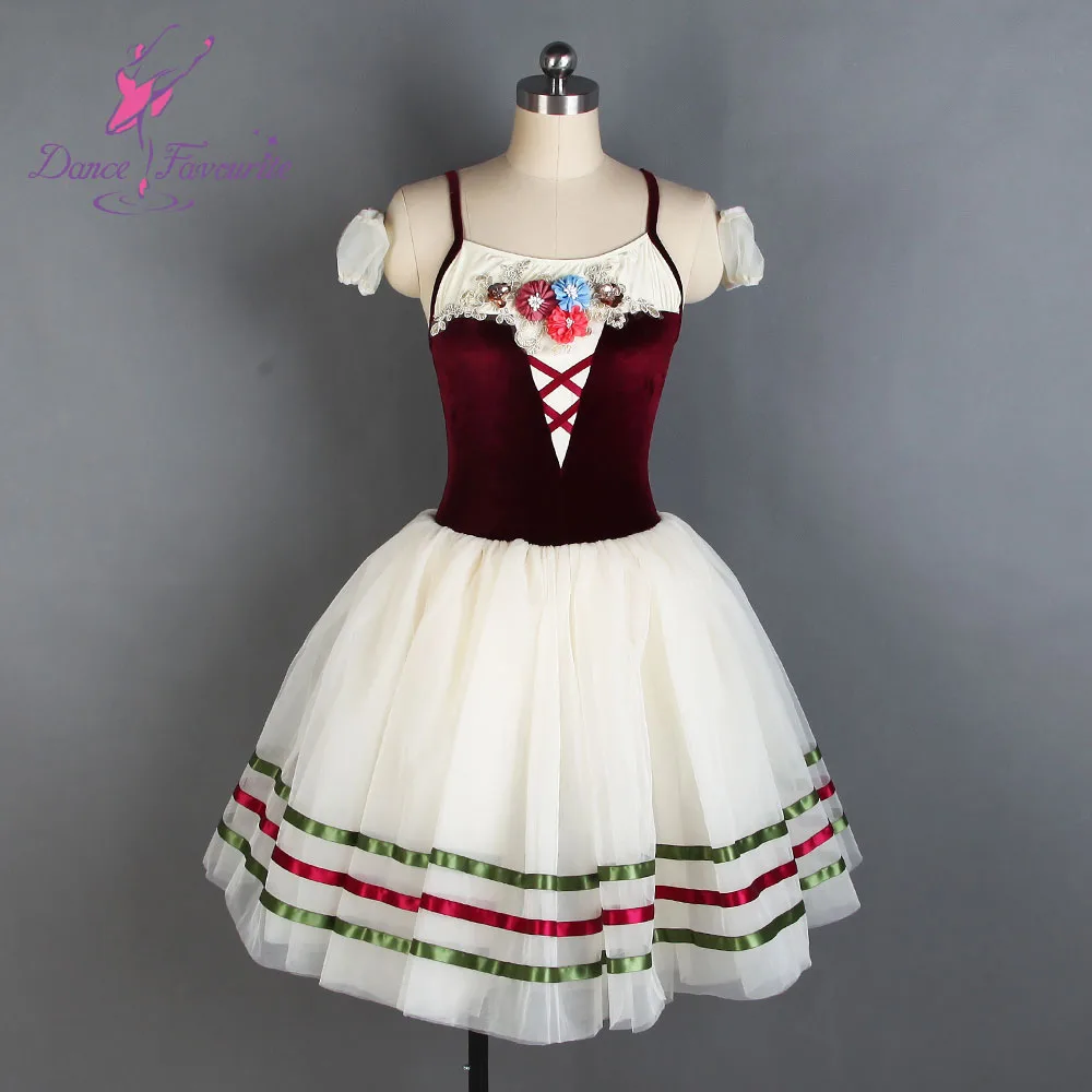 Burgundy velvet top bodice Ballet Costumes Ivory tulles with ribbon tutu Romantic Tutu Girl and women ballet | Тематическая одежда