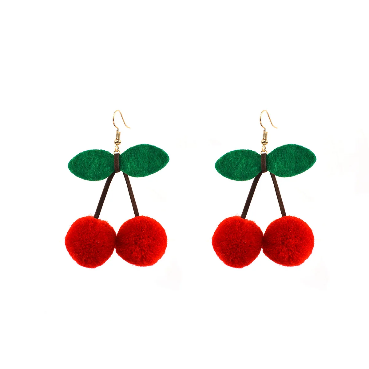 

New Kpop Earrings for Women Piercing Sweet Fashion Temperament Fruit Cherry Hairy Ball Pendant Earring Jewelry Accessories Arete