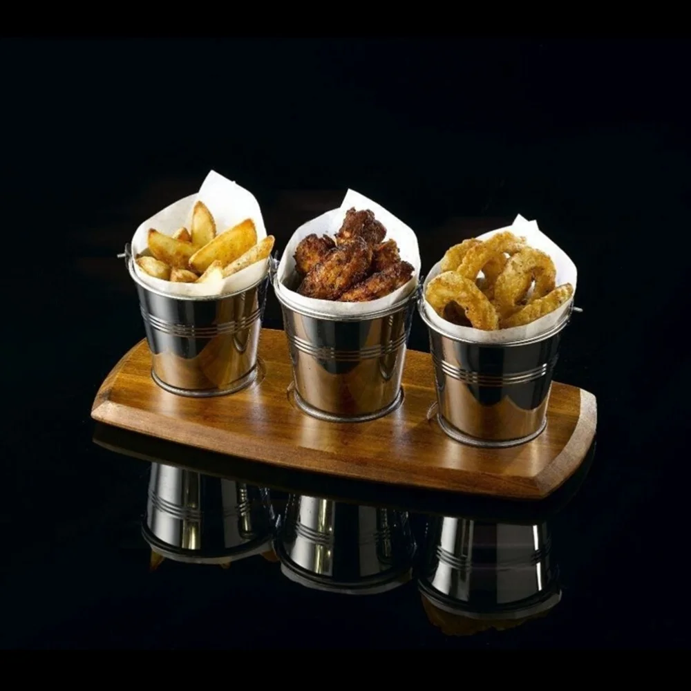

6pcs 10.5x7.2x10.5cm Mini Tinplate Metal Bucket Icing French Fries Tin Pails