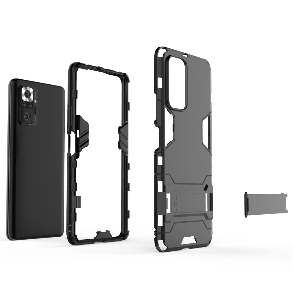 

UFlaxe Hard Cellphone Case for Xiaomi Redmi Note 10 Pro Max Note 10S Armor Stand Holder Shockproof Redmi 10X 5G Cover GX