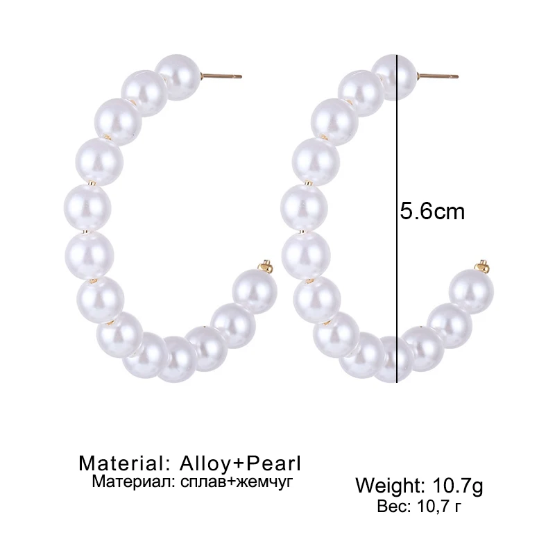 TOMTOSH Gold Circle Pearl Hoop Earrings For women Silver Large Huggie Round Big Ear Rings fashion jewelry accessories Gift