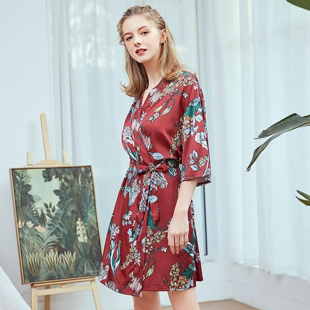 Женская сексуальная одежда для сна повседневный свободный ночной халат с поясом