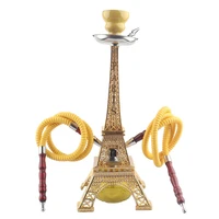 ins hot eiffel tower shaped hookah set exquisite metal shisha complete with 2 tube bowl charcoal tongs narguile accessories