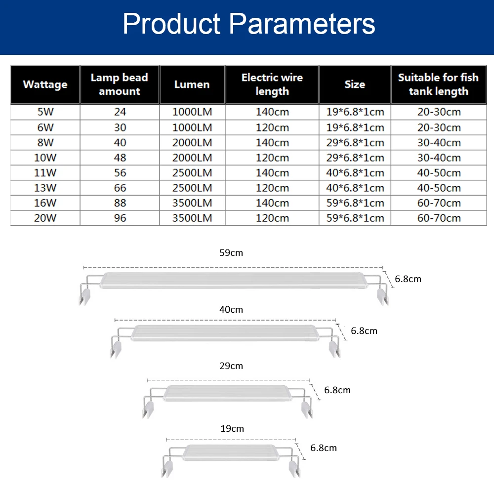 Светодиодный светильник для аквариума выдвижная приглушаемая лампа с клипсой 5