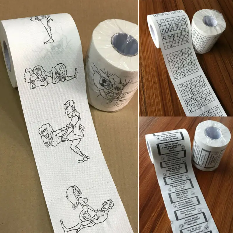 

New Toilet Paper Bulk Rolls Bath Tissue Funny Printed Toilet Paper Bathroom White Soft 3 Ply Paper Funny Novelty Gift Creative
