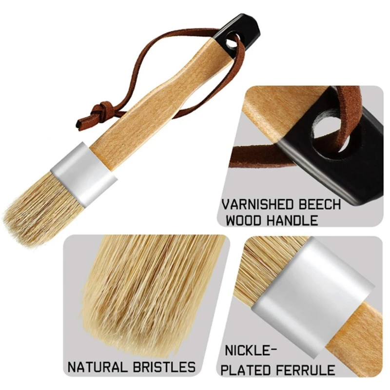 

3 Pcs/Set Ergonomic Handle Chalk Wax Paint Brushes Bristle Stencil Brush Tool