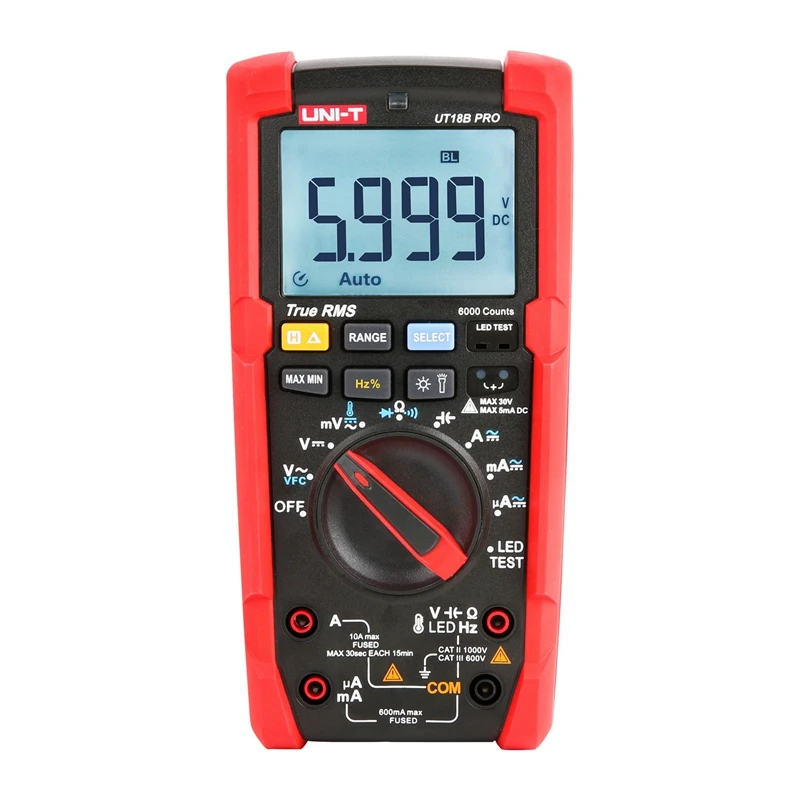 

UNI-T True RMS Digital Multimeter UT18B Pro Auto Range Tester 60M Ohm Anti-Burn VFC Capacitor Resistor Multi Meter