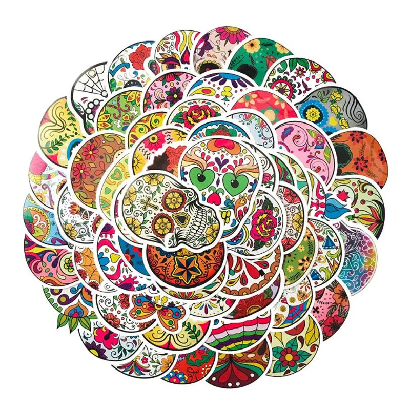

10/30/50PCS Colorful Funny Face Skull Head Stationery Diary Luggage Skateboard Waterproof Stickers Wholesale