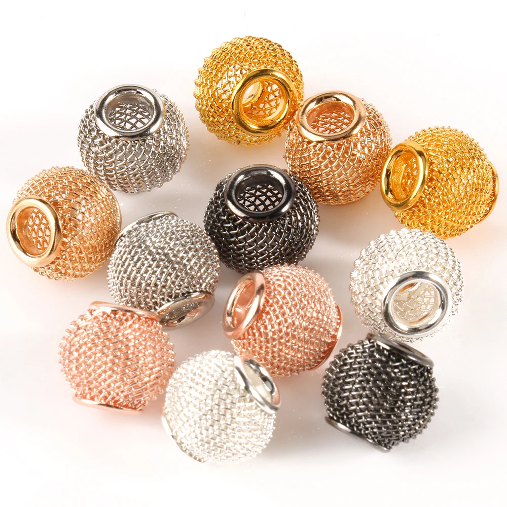 10 шт. сетчатые круглые бусины с большими отверстиями