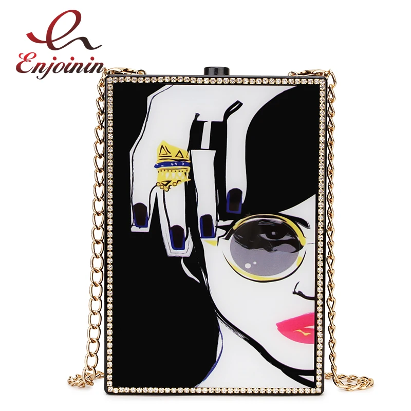 Новое поступление черная акриловая привлекательная женская сумка с узором из