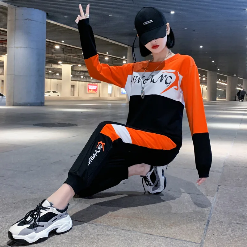 

New 2021 Spring Round Neck Women's Pants Two Piece Women's Leisure Sports Sweater