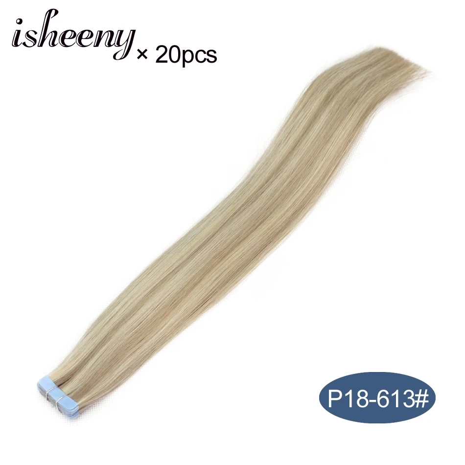 Isheeny Реми прямо человеческих волос ленты расширения образцы Perfessional салон утка кожи расширение 5 шт. для тестирования волос - Цвет: P18/613 #