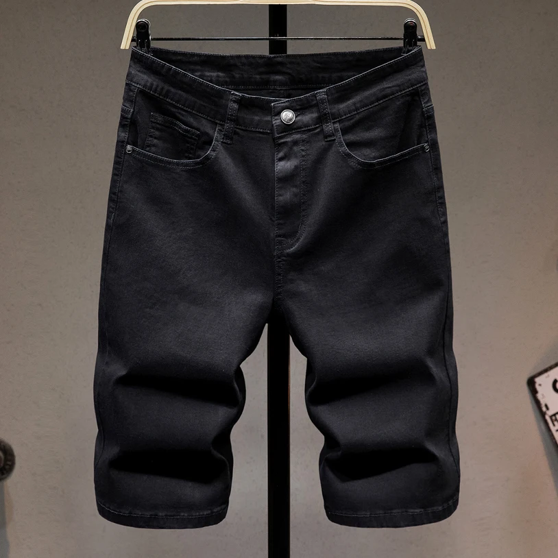 

46 44 42 Plus Size Men's Denim Shorts Summer Thin Classic Black Loose Cotton Elasticity Casual Short Jeans Male Brand Clothes