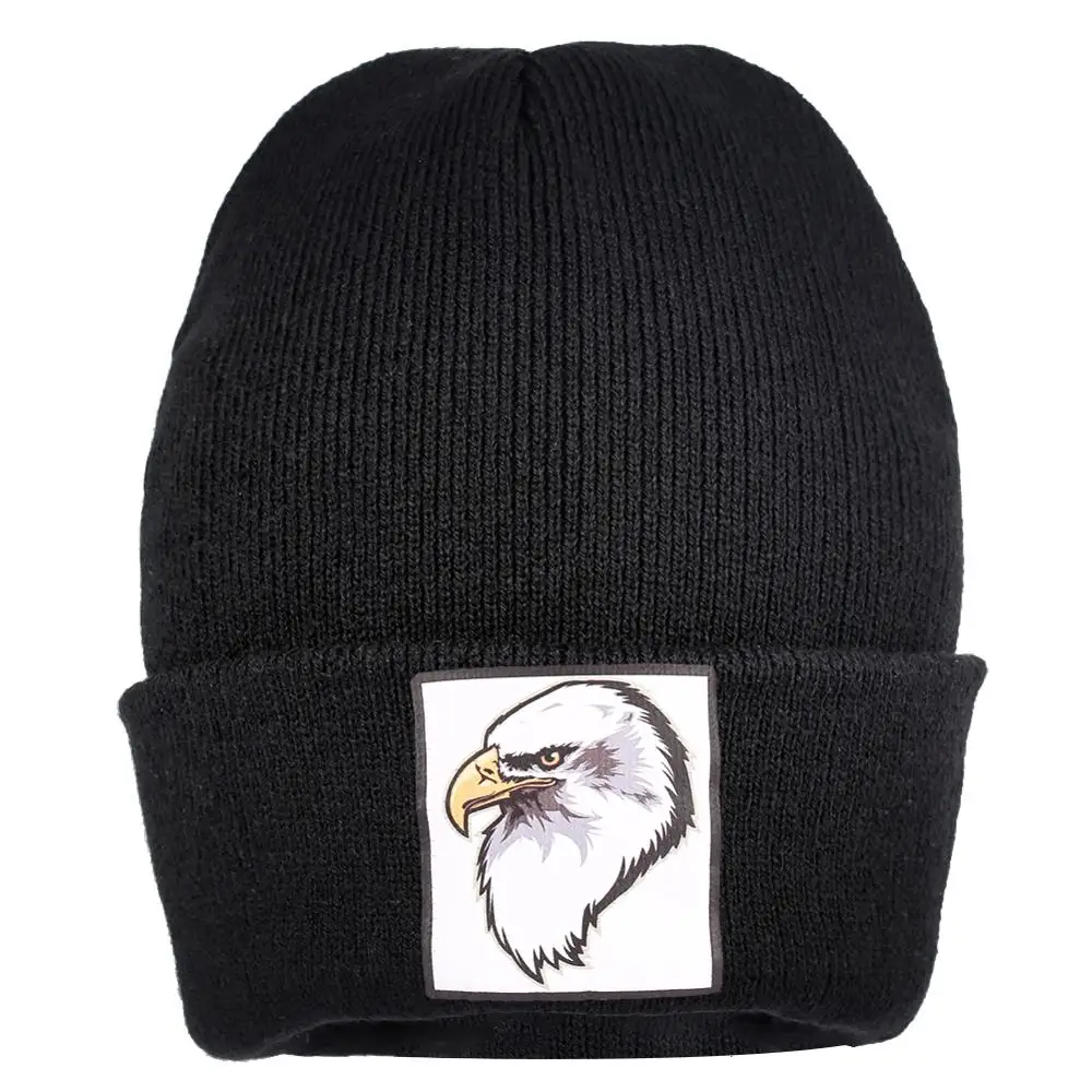 Лысый орлы принт ребристый трикотажный головной убор шапки бини черный серый