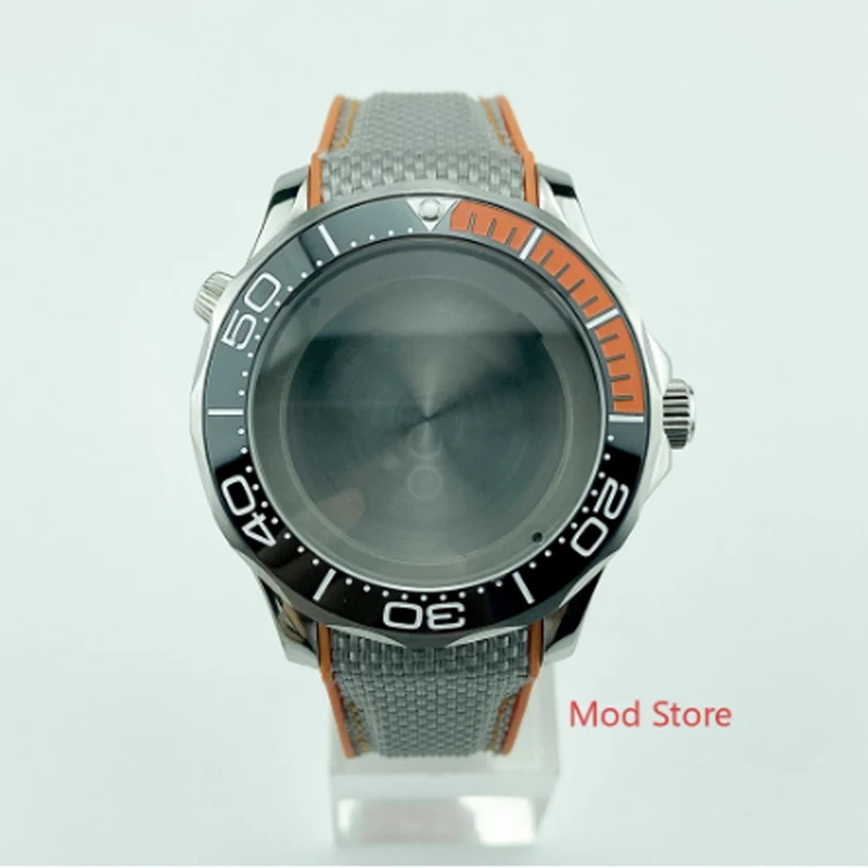

20ATM Tested WR 41mm Black 1/4 Orange Bezel Diver Watch Finish Case with Strap Mods ETA2836 DG2813 Mov't Sea-Master Style Lumed
