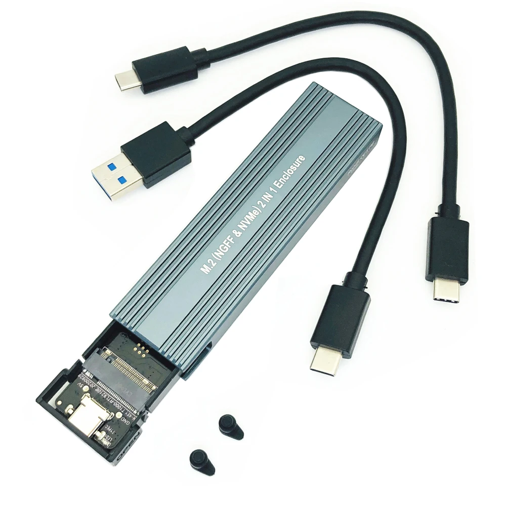 

Новинка чехол M.2 NVME PCIe NGFF SATA на USB 3,1 SSD алюминиевый адаптер для 2230 2242 2260 2280 NVMe/SATA M2 SSD RTL9210B двойной протокол
