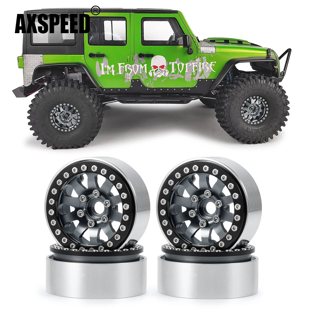 

AXSPEED 4Pcs Metal Alloy 1.9inch Beadlock Spoke Wheel Rim Hubs 25mm Thickness for Axial SCX10 CC01 D90 1/10 RC Crawler Car Parts