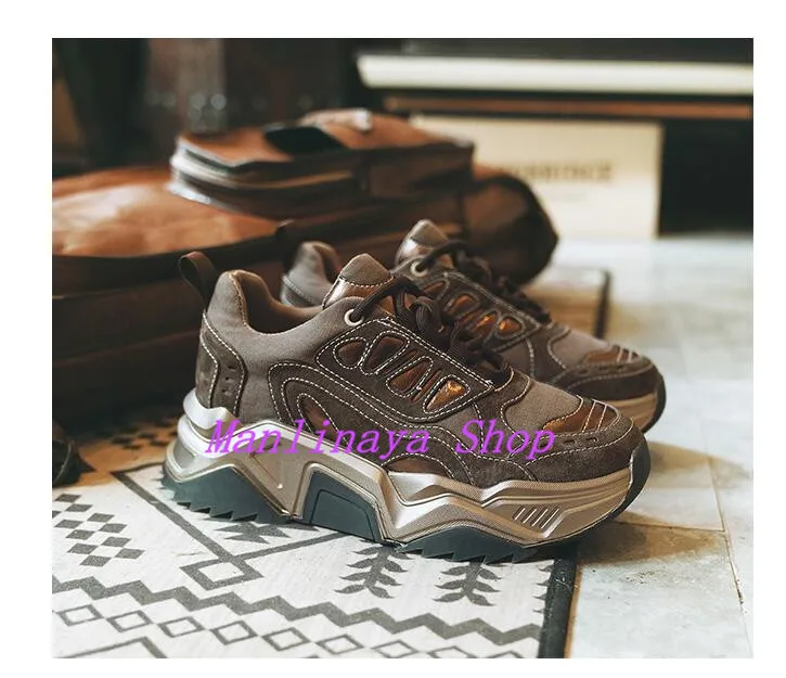 Роскошные дизайнерские женские кроссовки Manlinaya на платформе шикарные из