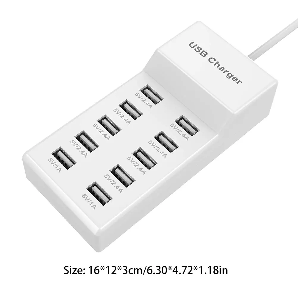 

10 Port Fast USB Charging Port Power Strip Adapter Wall Travel Desktop Charger For Mobile Phone Tablet Multi Charging Station