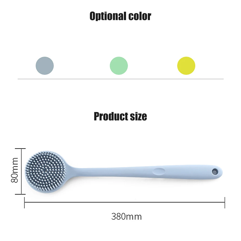 

1Pc Multifunctional Silicone Brush Body Long Handle Double-Sided Bath Brush Back Massage Exfoliation Wisp For Body Bath Brush