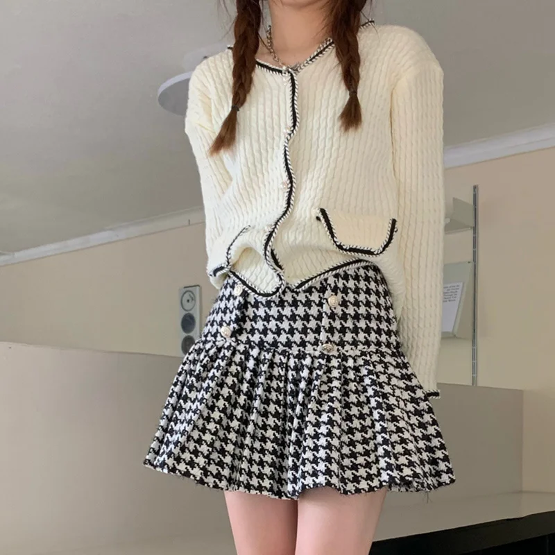 

Женская твидовая юбка с рисунком «гусиные лапки»