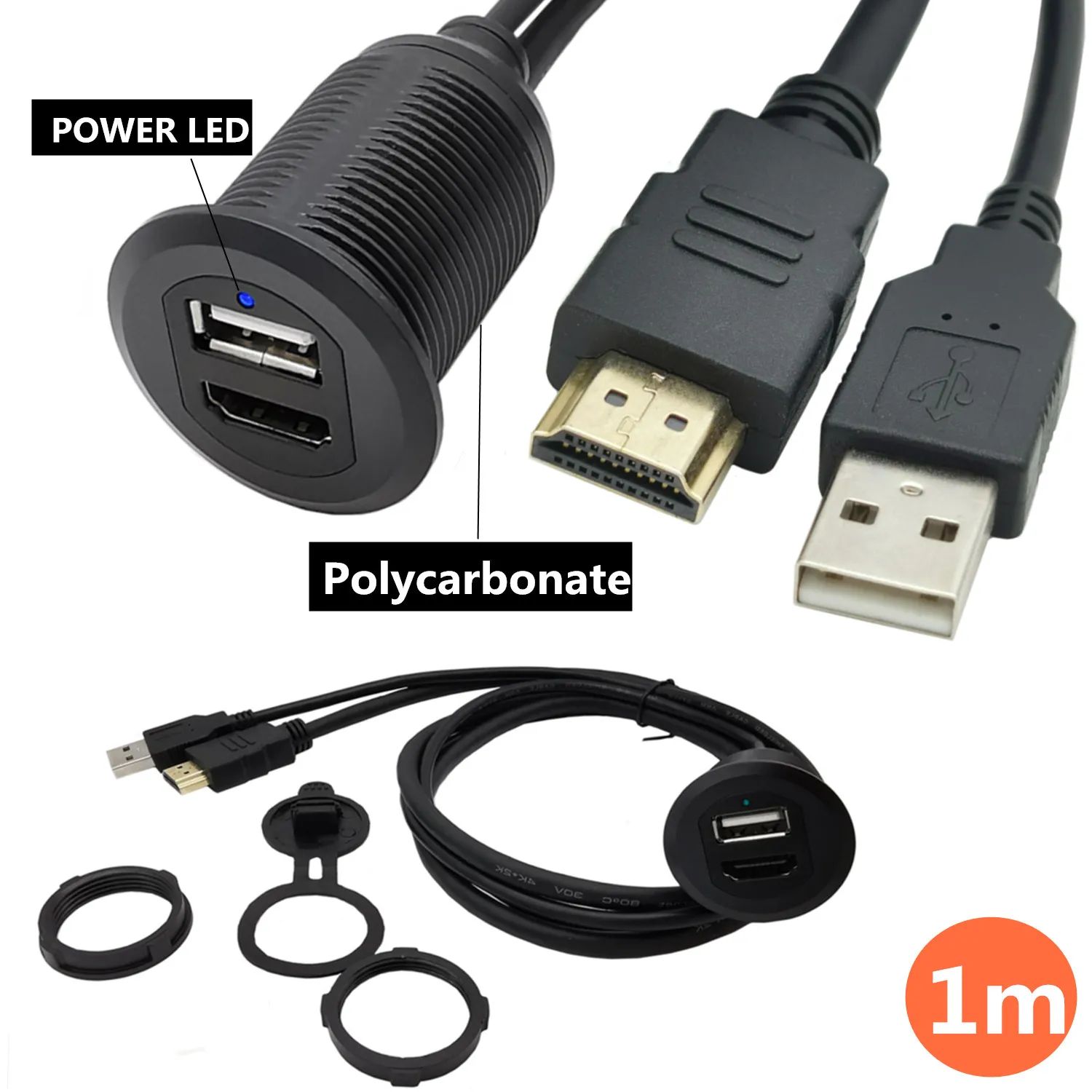Удлинитель HDMI USB2.0 для приборной панели водонепроницаемый автомобильный