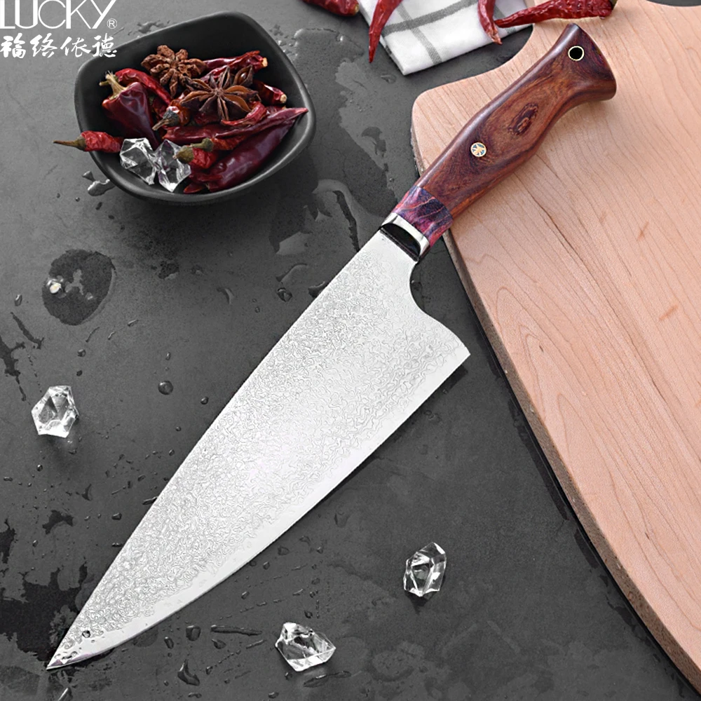 8inch Chef Kitchen Knife Forged Danascus Steel Meat Cutter Vegetable Fish Filleting Gyuto Knives Ultra Sharp with Wood Handle 36 | Дом и сад