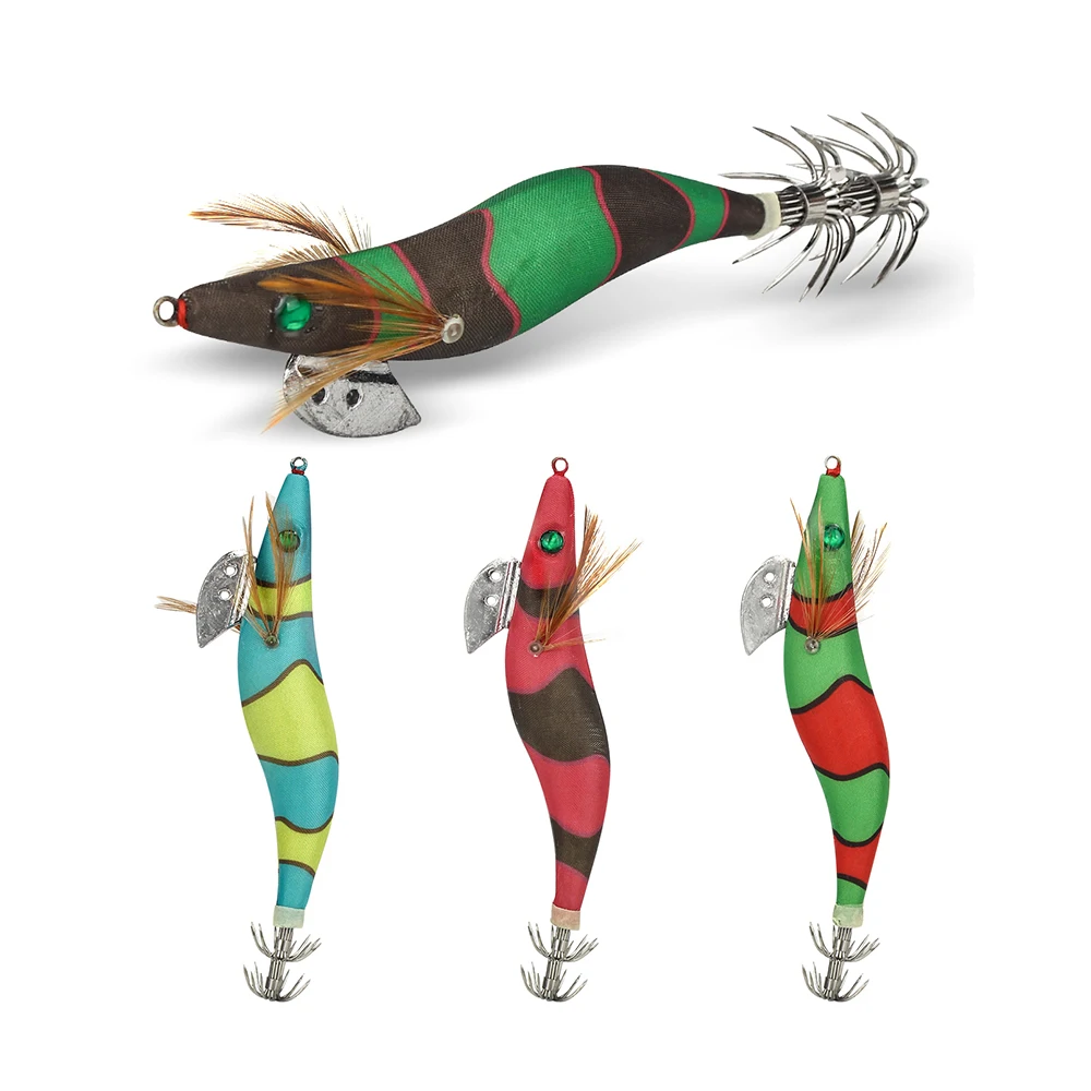 

DNDYUJU 13.5cm/21g SquidWood Shrimp Hard Bait Sea Fishing Lure Octopus Shrimp Cuttlefish Squid Hook Luminous Fishing Accessories