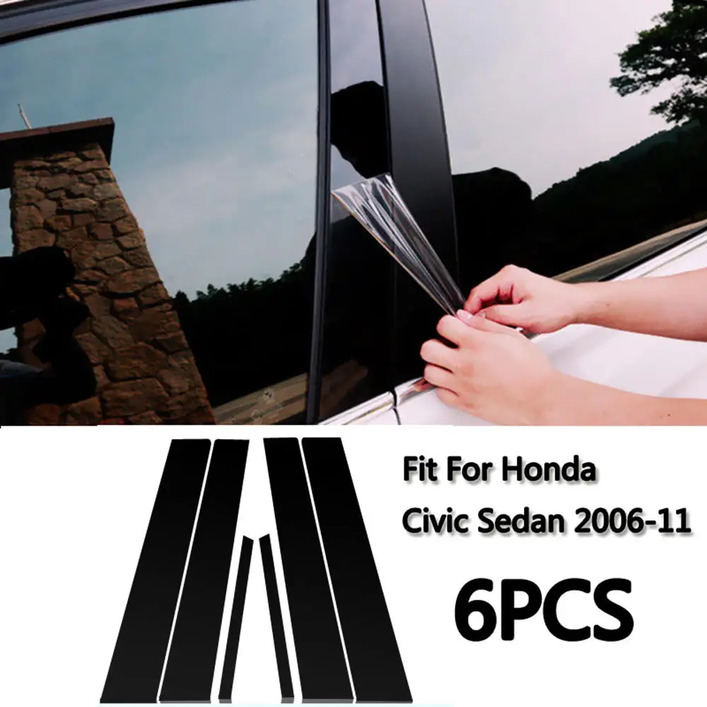 6 шт. наклейки в виде центральной колонны BC для Honda Civic 2006 11 зеркальный эффект
