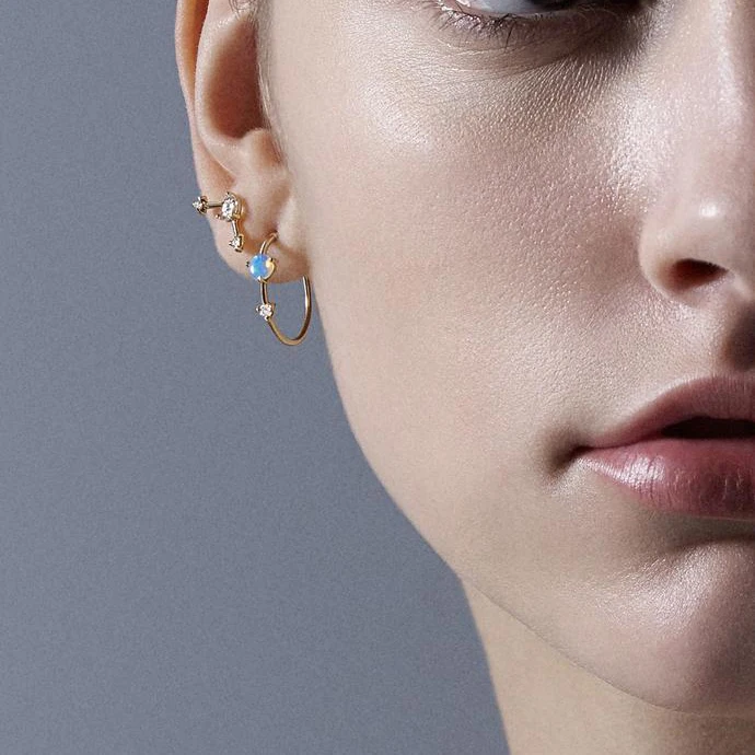 Женские серьги кольца из серебра 925 пробы с геометрическим