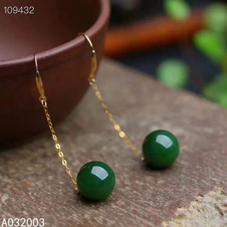

KJJEAXCMY Fine Jewelry 18K gold inlaid natural Jasper female earrings Eardrop luxury support detection