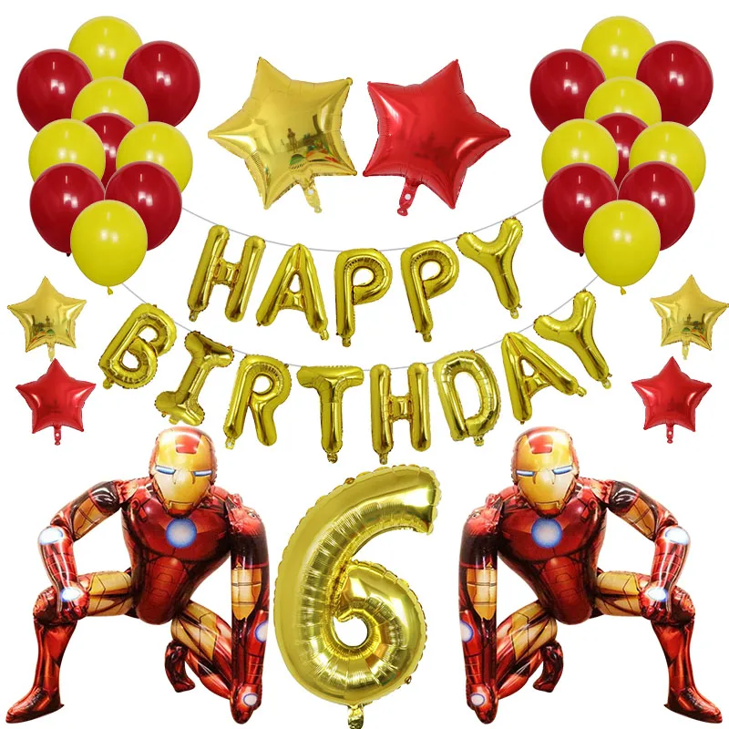 Juego de Globos de aluminio 3D de superh&eacute;roes para ni&ntilde;os, globo de l&aacute;tex de superh&eacute;roes, Spiderman, Marvel, decoraci&oacute;n para fiesta de cumplea&ntilde;os, juguete inflable para Baby Shower, 42 piezas-5